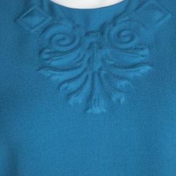 Pre Owned فستان فرساتشي ضيق كولكشن بلا أكمام منقوش أزرق M