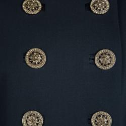 Pre Owned Versace Peacock Blue Mandarin Collar Double Breasted Blazer M