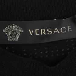 Pre Owned توب فرساتشي قصير أكمام طويلة تريكو مخرم غريكو أسود M