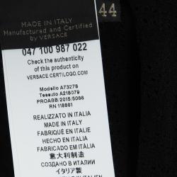 Pre Owned توب فرساتشي قصير أكمام طويلة تريكو مخرم غريكو أسود M