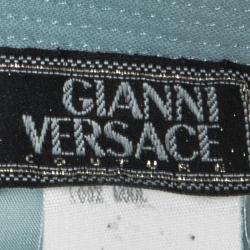 Pre Owned Gianni Versace Powder Blue Wool Cap Sleeve Top M