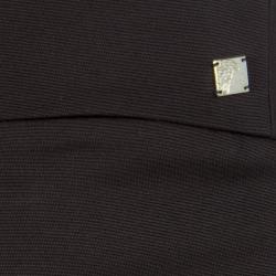 Pre Owned Versace Black Logo Detail High Waist Pencil Skirt S