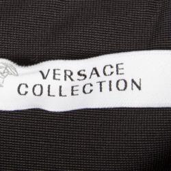 Pre Owned Versace Black Logo Detail High Waist Pencil Skirt S