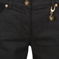 Pre Owned Versace Black Denim Knit Paneled Skinny Jeans  M