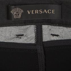Pre Owned Versace Black Denim Knit Paneled Skinny Jeans  M
