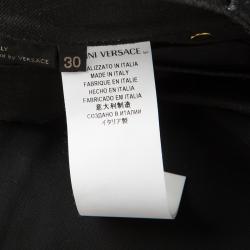Pre Owned Versace Black Denim Knit Paneled Skinny Jeans  M
