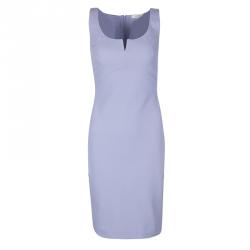 Pre Owned Versace Lilac Textured Cotton Fitted Sleeveless Dress S
