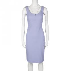 Pre Owned Versace Lilac Textured Cotton Fitted Sleeveless Dress S
