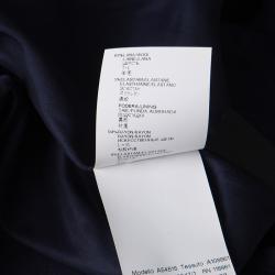 Pre Owned Versace Navy Blue Wool Medusa Leather Patch Detail Pencil Skirt M