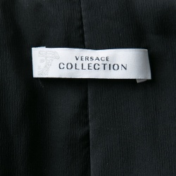 Pre Owned Versace Collection Navy Blue Contrast Panel Buckle Detail Blazer S