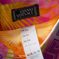 Pre Owned Gianni Versace Couture Pink and Yellow Printed Silk Long Sleeve Shirt M