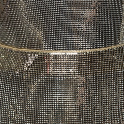Pre Owned Gianni Versace Couture Vintage Oroton Gold Metal Mesh Bodysuit and Skirt Set M
