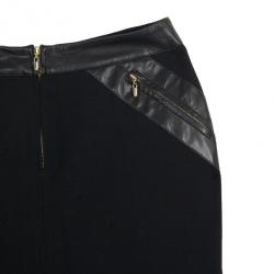 Pre Owned Versace Black Leather Trim Skirt S