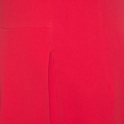 Pre Owned فستان فيرساتشي أحمر حافة غير متساوية بديرابيه وعنق شوكر S