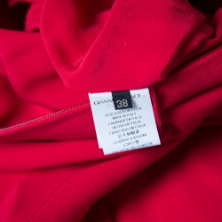 Pre Owned فستان فيرساتشي أحمر حافة غير متساوية بديرابيه وعنق شوكر S