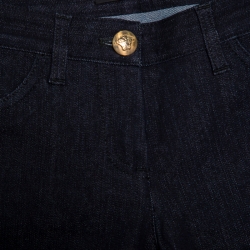 مملوكة مسبقًا بنطلون جينز فيرساتشي دينم أزرق وأسود قصات بسحاب مزين S