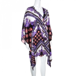 Pre Owned Versace Collection Multicolor Sun and Crystals Motif Printed Silk Kaftan Tunic M