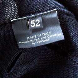 مملوكة مسبقًا Versace Black Pointelle Knit Button Front Long Sleeve Cardigan XL