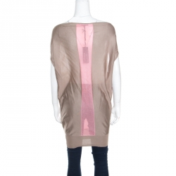 Pre Owned توب فيرساتشي تريكو حرير كتل لونية بقصات مزينة بلا أكمام S