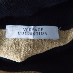 Pre Owned Versace Collection Multicolor Lurex Detail Short Sleeve Sweater S