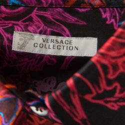 Pre Owned Versace Collection Multicolor Paisley Glow Print Satin Silk Long Sleeve Shirt L