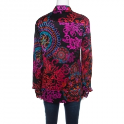 Pre Owned Versace Collection Multicolor Paisley Glow Print Satin Silk Long Sleeve Shirt L