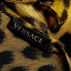 Versace Multicolor Medusa and Leopard Print Silk Boxy Fit Blouse S