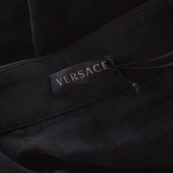 Pre Owned قميص فيرساتشي حرير قطن أسود كاروهات شفاف أزرار ميدوسا S