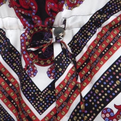 Pre Owned تونيك قفطان مجموعة فيرساتشي مطبوع نقوش شمس و حليات كريستال حرير متعدد الألوان S