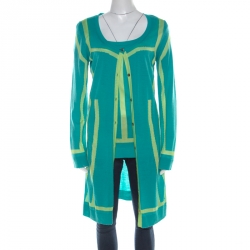 Versace Collection Green Graphic Knit Long Cardigan Set M/L 