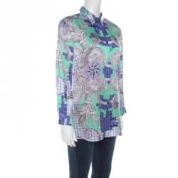 Pre Owned Versace Collection Multicolor Baroque Printed Silk Shirt M 