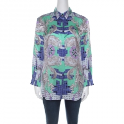 Pre Owned Versace Collection Multicolor Baroque Printed Silk Shirt M 
