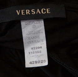 Pre Owned Versace Black Jersey Gold Logo Chain Strap Detail Top S 