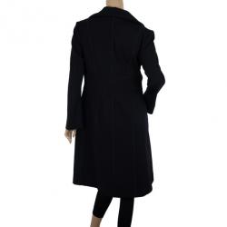 Versace Silver Buckle Black Trench Coat XL