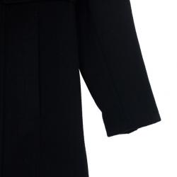 Versace Silver Buckle Black Trench Coat XL