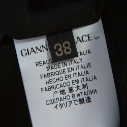 Pre Owned فستان فيرساتشي صوف كريب أسود حافة غير متساوية تفريغات مزينة  S