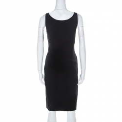 Pre Owned Versace Collection Black Crepe Gold Embellished Draped Detail Sleeveless Dress S