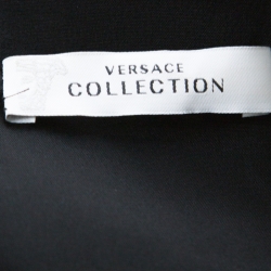 Pre Owned Versace Collection Black Crepe Gold Embellished Draped Detail Sleeveless Dress S
