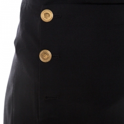 Pre Owned Versace Black Wool Meduda Button Detail Culotte Trousers S