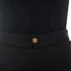 Pre Owned Versace Black Wool Meduda Button Detail Culotte Trousers S