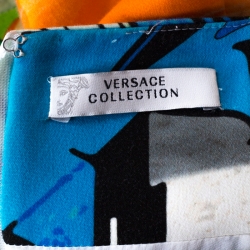 Pre Owned Versace Collection Multicolor Printed Cotton Stretch  Sheath Skirt M