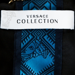 Versace Collection Black Rabbit Fur Trim Detail Coat M