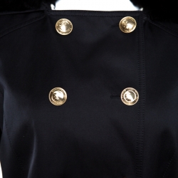 Versace Collection Black Rabbit Fur Trim Detail Coat M