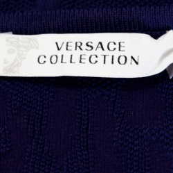 مملوكة مسبقًا Versace Purple Jacquard Knit Sleeveless Top M