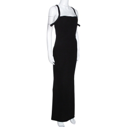 Pre Owned Gianni Versace Couture Black Wool Halter Neck Fitted Dress M
