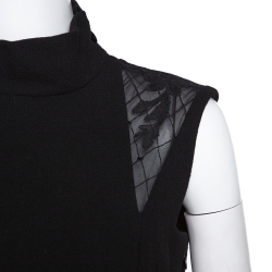 مملوكة مسبقًا Gianni Versace Couture Black Wool & Silk Lace Trim Panelled Dress M