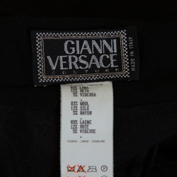 مملوكة مسبقًا Gianni Versace Couture Black Wool & Silk Lace Trim Panelled Dress M
