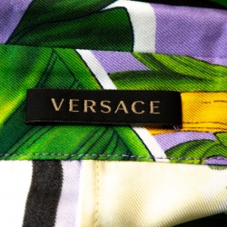 Pre Owned Versace Multicolor Beverly Palm Printed Silk Shirt Dress L