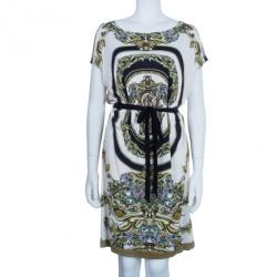 Pre Owned Versace Multiprint Jersey Shift Dress L
