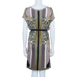 Pre Owned Versace Multiprint Jersey Shift Dress L